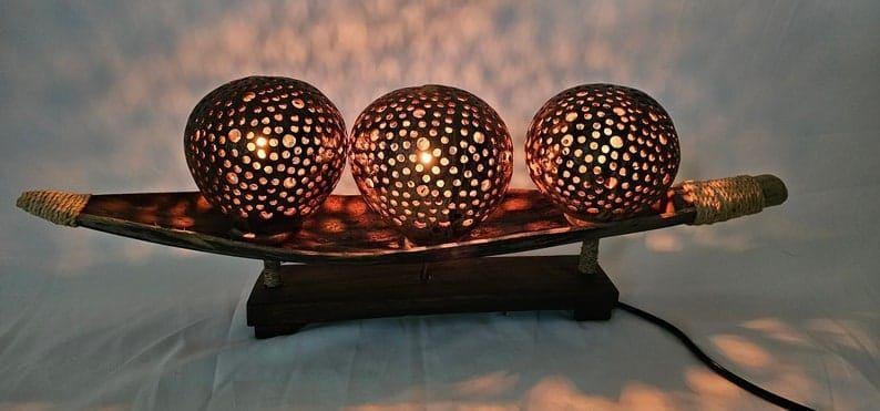 Thai boat lamp, 50 tot 75 cm, Nieuw, Vintage, wooden, Ophalen of Verzenden