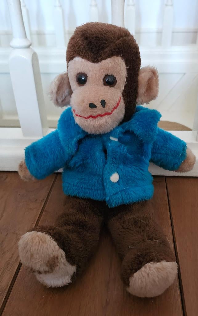 Vintage chimpansee met jasje- jaren 60 speelgoed., Ophalen, Gebruikt, Overige typen, Overige merken