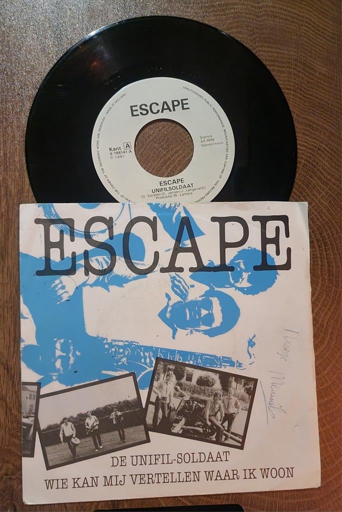 Escape - De Unifil-Soldaat, Cd's en Dvd's, Vinyl Singles, Gebruikt, Originele persing, Single, 1980 - 1989, Pop, 7 inch, Ophalen of Verzenden