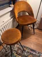 Cognac stoel en krukje, Ophalen, Overige kleuren, Zo goed als nieuw, Stof