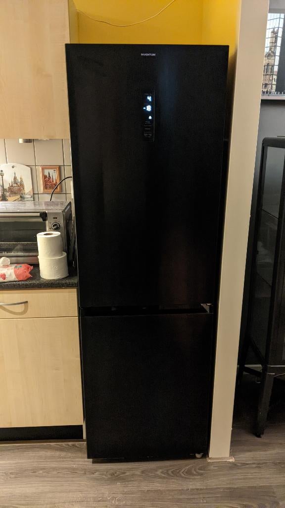 INVENTUM Koelkast Zwart RVS, Ophalen, Gebruikt, 200 liter of meer, 160 cm of meer