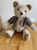 Vintage Grote teddy beer Glazen ogen ruiten jas rookvrij hui, Ophalen of Verzenden, Zo goed als nieuw, Stoffen beer, Overige merken