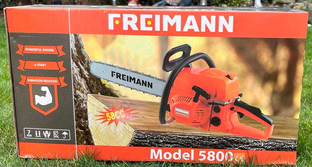 Freimann Krachtige Kettingzaag 58cc - Nieuw in de doos., Ophalen, Nieuw, Boomzaag