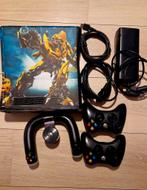 Xbox 360 met kabels en twee controllers en 1 stuurwiel, Ophalen, Gebruikt, Met 2 controllers
