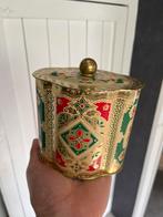 Decoratieve Blikken Trommel - Goud, Rood, Groen - 13x12 cm, Verzamelen, Blikken, Ophalen of Verzenden, Gebruikt, Overige, Overige merken