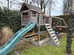 Houten speelhuisje met Glijbaan, zandbak en Schommel, Ophalen, Gebruikt, Schommel, Aanbouwonderdeel