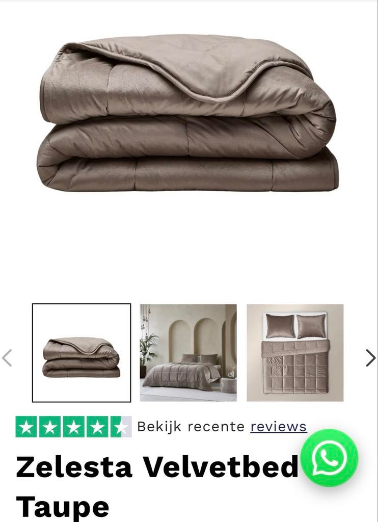 Zelesta Velvetbed Taupe 200 x 200, Bruin, Jongetje of Meisje, Nieuw, Ophalen of Verzenden