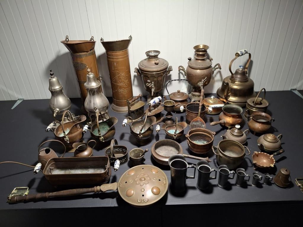 Grote verzameling koperen en bronzen voorwerpen, Antiek en Kunst, Ophalen of Verzenden