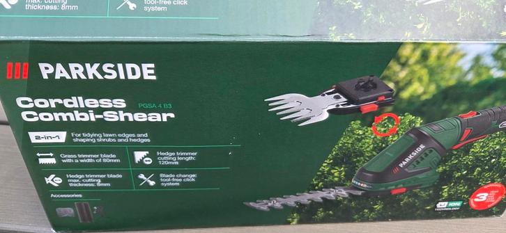 Parkside Accu Graskantenschaar / Buxusschaar 2-in-1, Tuin en Terras, Heggenscharen, Nieuw, Accu, Ophalen of Verzenden