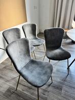 Eetkamerstoelen grijs met gouden accenten, Ophalen, Overige materialen, Zo goed als nieuw, Vier