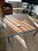 Vierkante houten salontafel met chroom poten (100x100cm), Ophalen, 100 tot 150 cm, Vierkant, 50 tot 100 cm