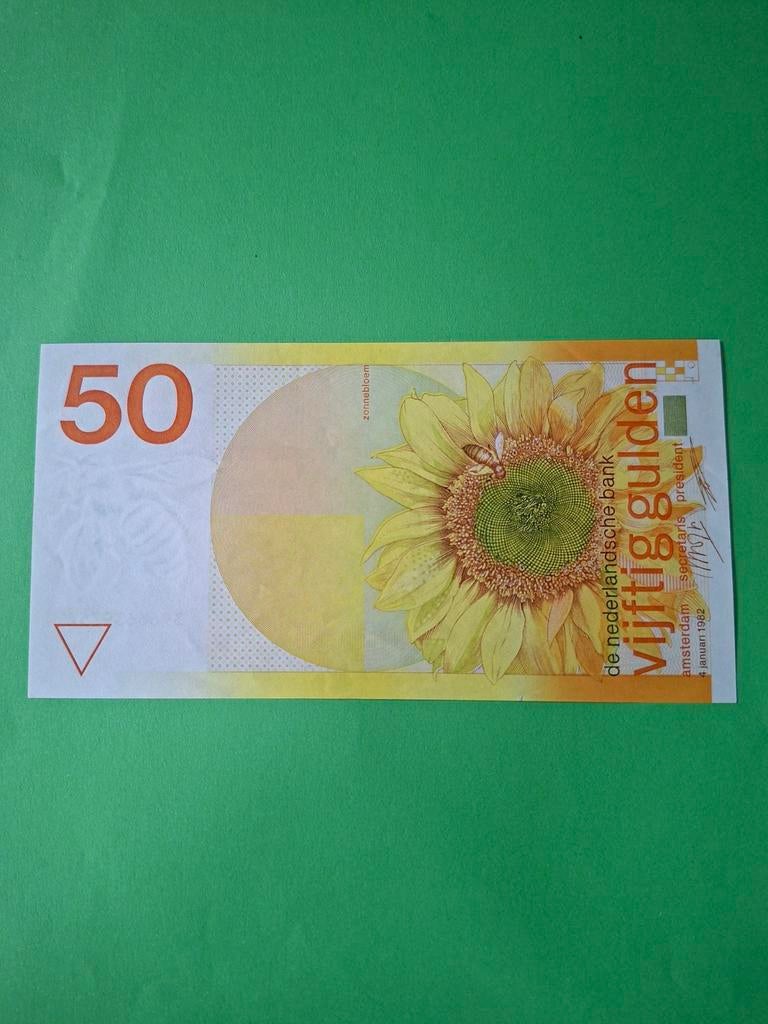 50 gulden Zonnebloem uit 1982 in UNC, Postzegels en Munten, Bankbiljetten | Nederland, Ophalen of Verzenden, 50 gulden, Los biljet