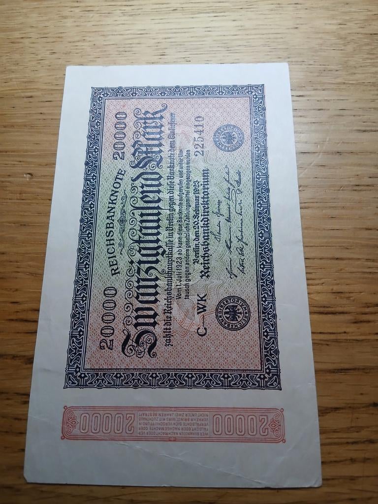 20000 Reichsbanknote Duitsland 1923, Postzegels en Munten, Bankbiljetten | Europa | Niet-Eurobiljetten, Ophalen of Verzenden