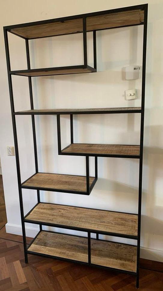 Industriële Vakkenkast Mangohout en Metaal, Ophalen, Met plank(en), 100 tot 150 cm, 200 cm of meer