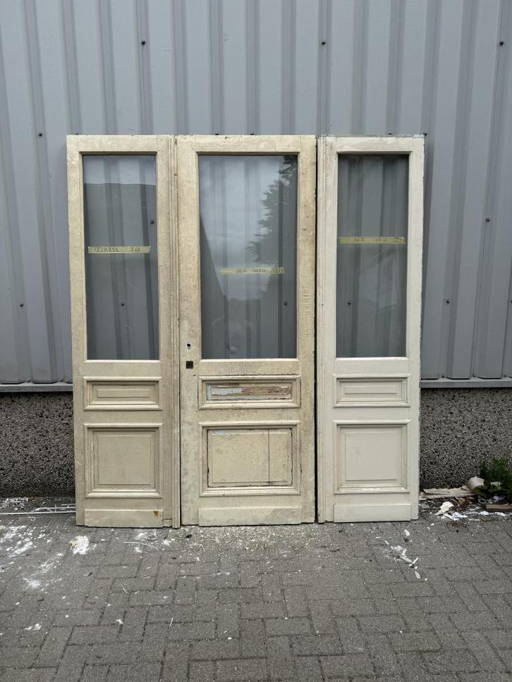 Prachtig antiek drieluik of ensuitedeuren uit 1920, Doe-het-zelf en Verbouw, Deuren en Horren, Zo goed als nieuw, Binnendeur, 215 cm of meer
