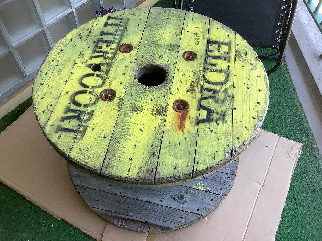 Kabel haspel 80 cm diameter, Ophalen, Gebruikt, Rond, Hout