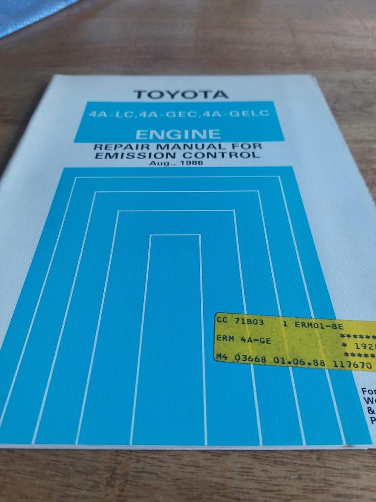REPAIR MANUAL EMISSION CONTROL TOYOTA 4A-LC 4A-GEC 4A-GELC, Ophalen of Verzenden
