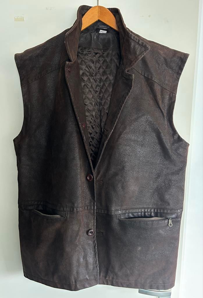 Leren Bodywarmer - Gestippelde Look - Piet Zoomers, Ophalen of Verzenden, Zo goed als nieuw, Bruin