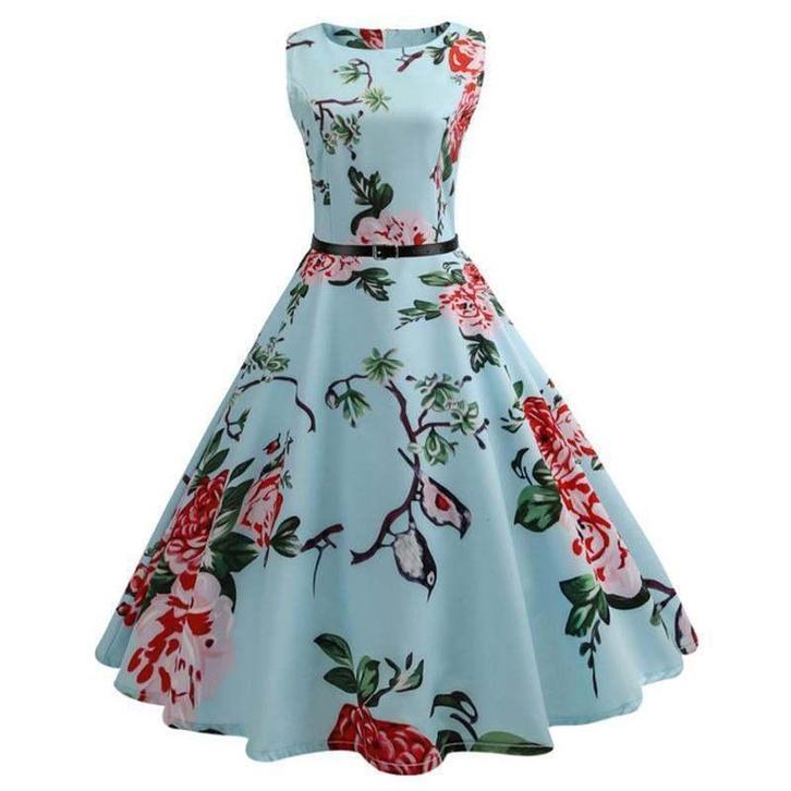 Vintage blauw bloemen jurkje (jurk retro dames vrouwen), Kleding | Dames, Jurken, Nieuw, Maat 38/40 (M), Blauw, Knielengte, Verzenden