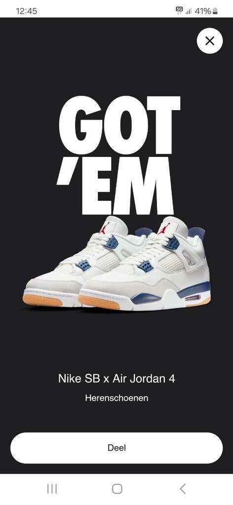 Nike SB x Jordan 4 Navy - Maat 42, Ophalen, Blauw, Nike, Nieuw