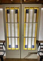 Set ensuite deuren met gebrandschilderd glas in lood, Ophalen, Binnendeur, 200 tot 215 cm, Glas