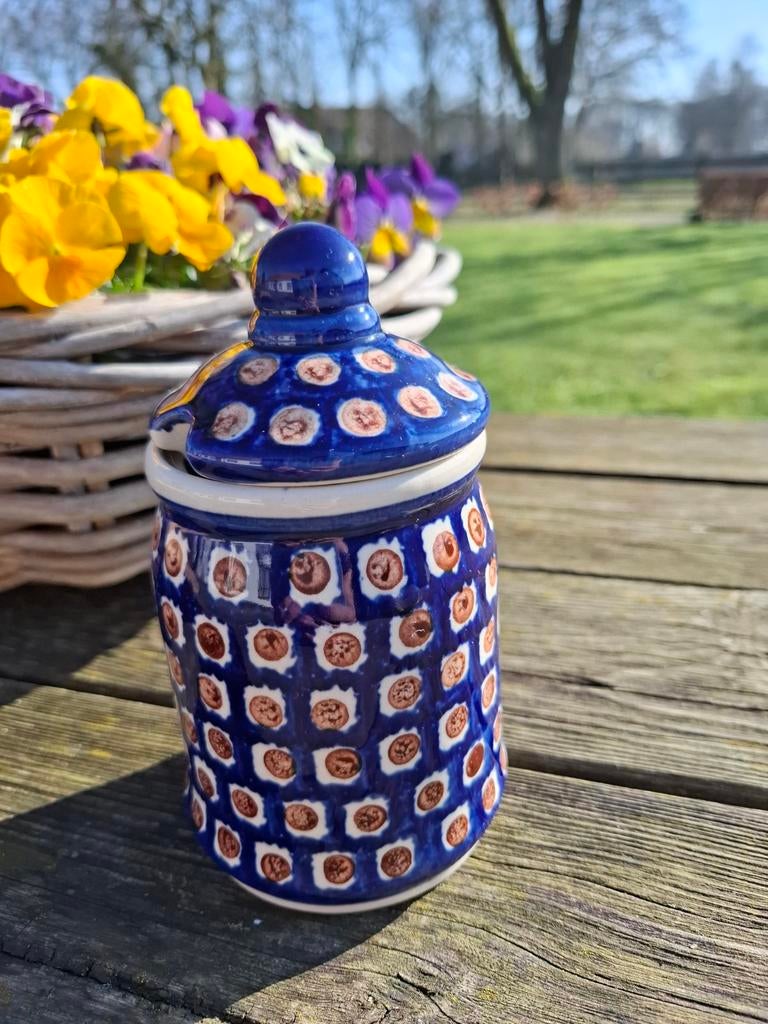 Pools aardewerk pot met deksel, Ophalen of Verzenden, Aardewerk, Overige stijlen, Overige typen