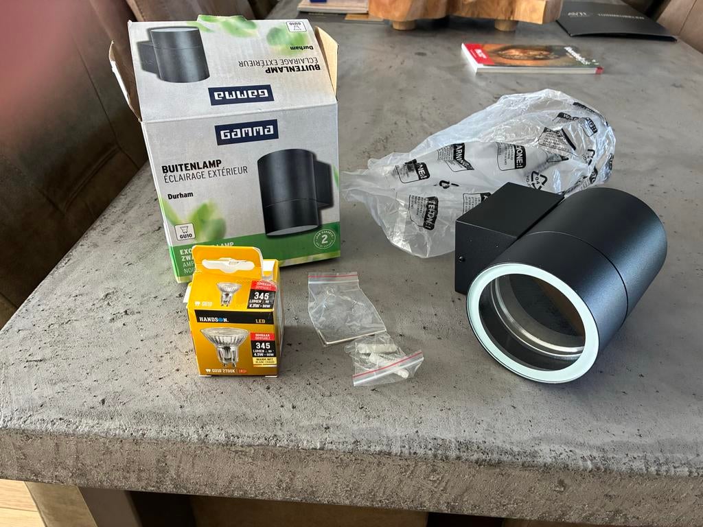 Nieuwe Gamma Buitenlamp Durham met LED GU10 lampen, Ophalen, Minder dan 50 watt, Wandlamp, Netvoeding