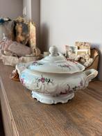 Brocante dekschaal met bloemen, Ophalen of Verzenden