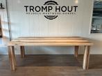 Unieke olijfessen eettafel 225 x 100 cm., Ophalen, Tromphout, 50 tot 100 cm, Tromphout