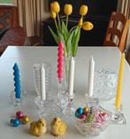 kandelaars mandjes en vaas van kristal zie beschrijving, Ophalen of Verzenden