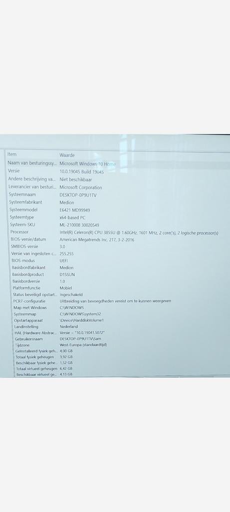Medion Windows 10 laptop, Computers en Software, Windows Laptops, Ophalen, Gebruikt, 15 inch, Minder dan 2 Ghz