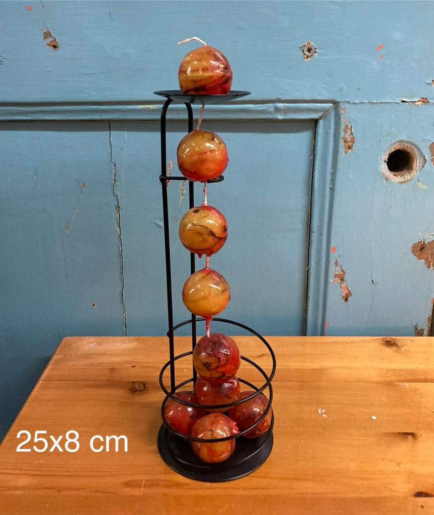 Vintage zwart metalen kandelaar met ketting kaars, Zwart, Ophalen of Verzenden, Zo goed als nieuw, Metaal