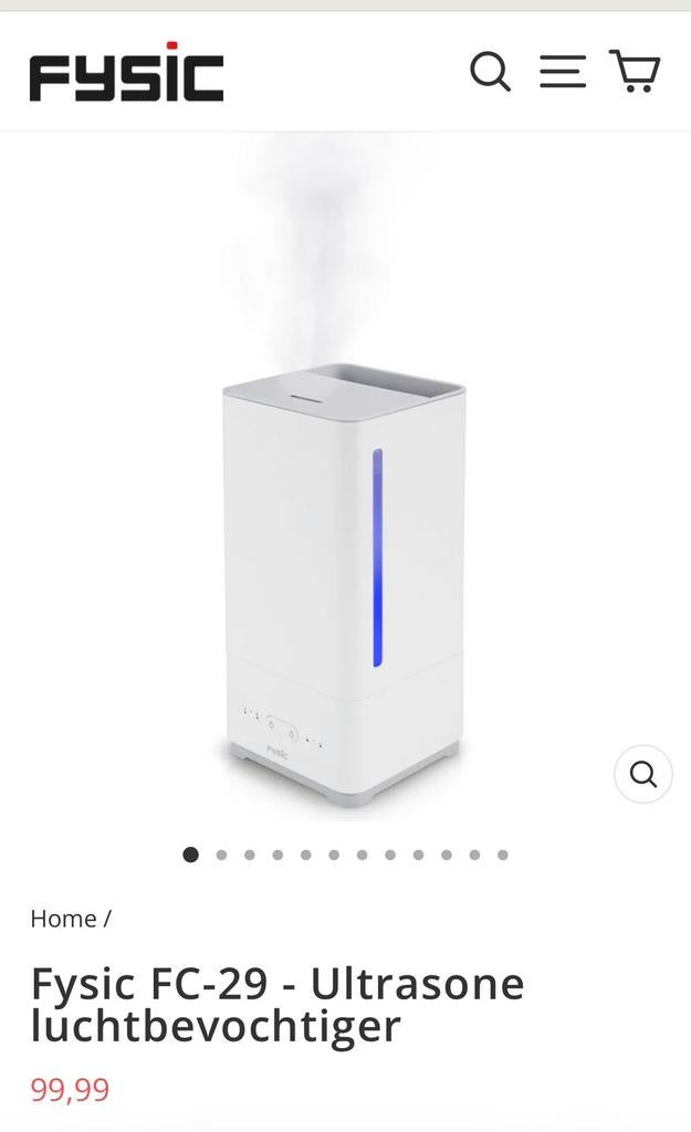 Fysic ultrasone luchtbevochtiger FC-29, Ophalen, Zo goed als nieuw, Luchtbevochtiger