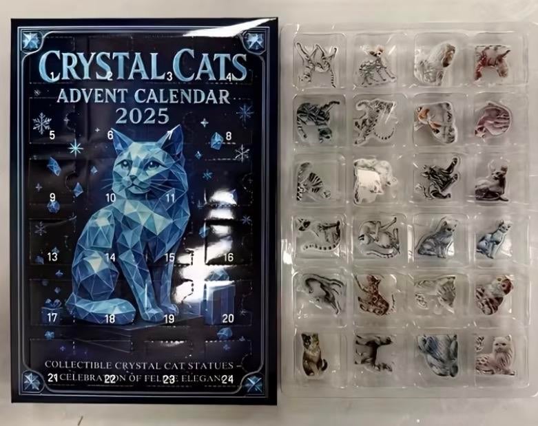 Adventskalender 2025 met 24 Kristallen Katten (2D), Diversen, Kalenders, Ophalen of Verzenden, Maandkalender, Zo goed als nieuw