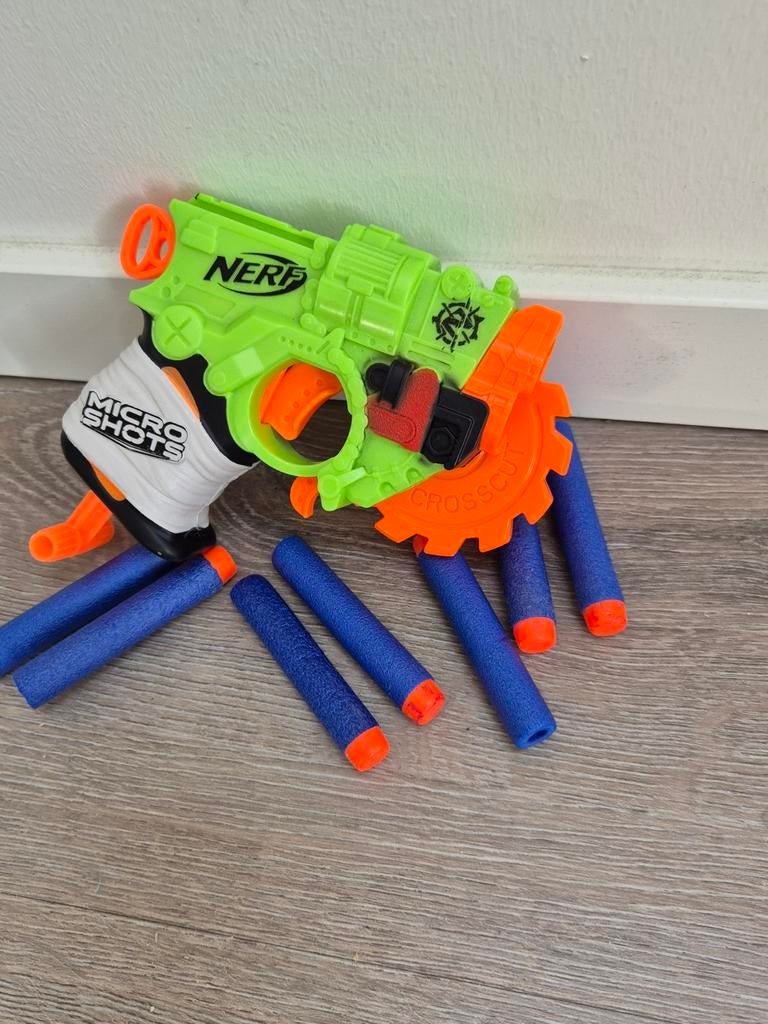 Nerf Micro Shots Crosscut Blaster met pijltjes, Ophalen of Verzenden, Gebruikt, Jongen of Meisje