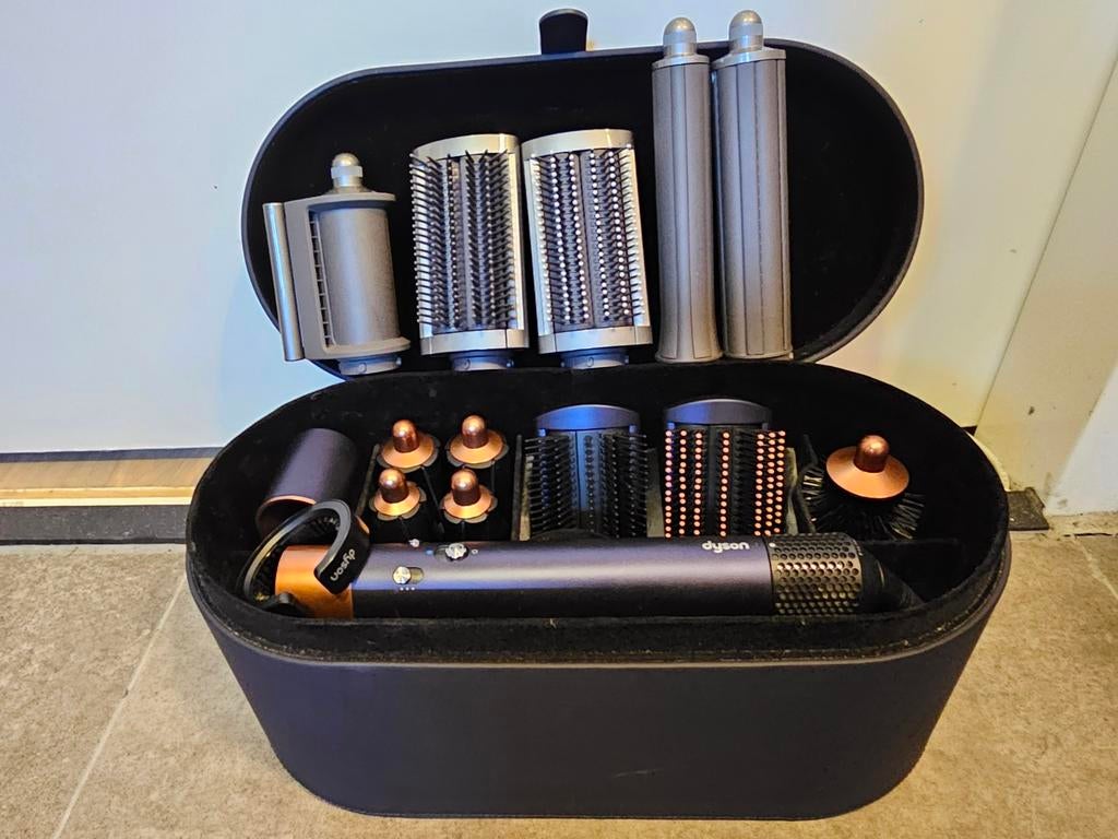 Dyson Airwrap Pruisisch Blauw/Koper + Extra Long opties, Ophalen, Zo goed als nieuw, Haarverzorging