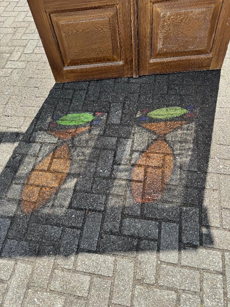 Prachtige set openslaande deuren met gekleurd glas 244x135cm, Ophalen