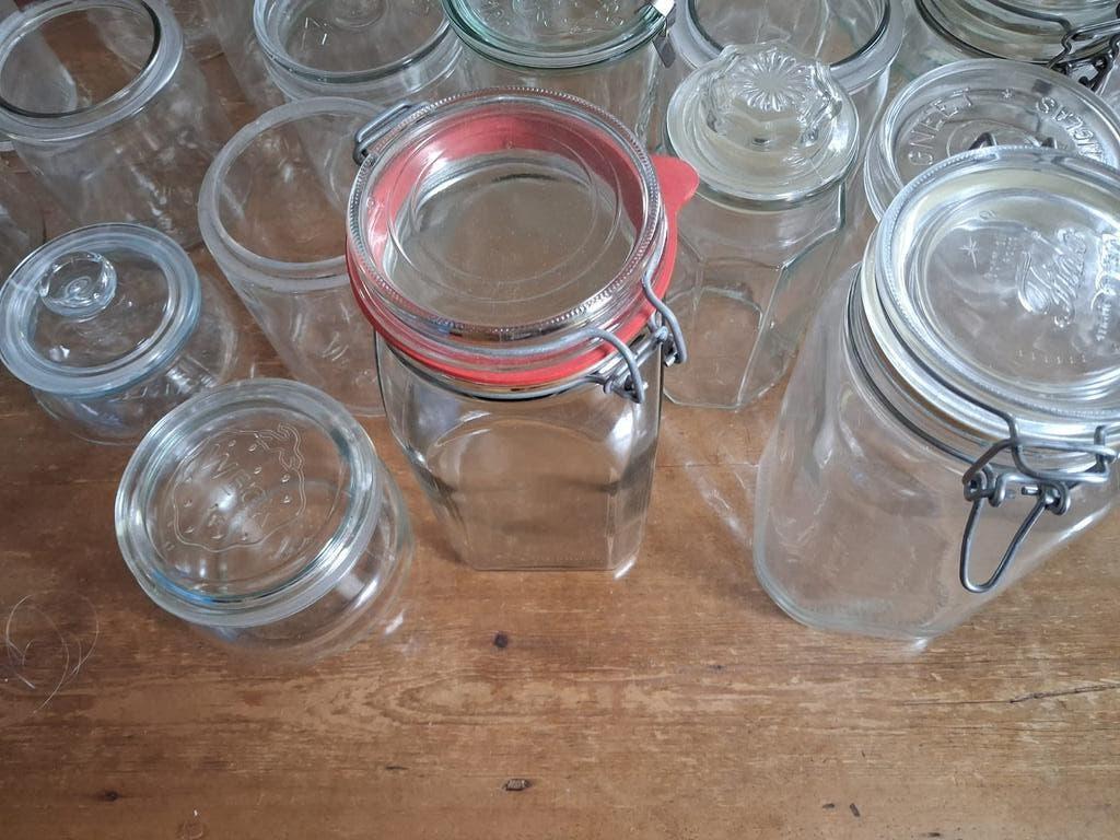 Weckpotten en andere glazen potten, Ophalen, Gebruikt, Glas, Pot, Bus of Blik