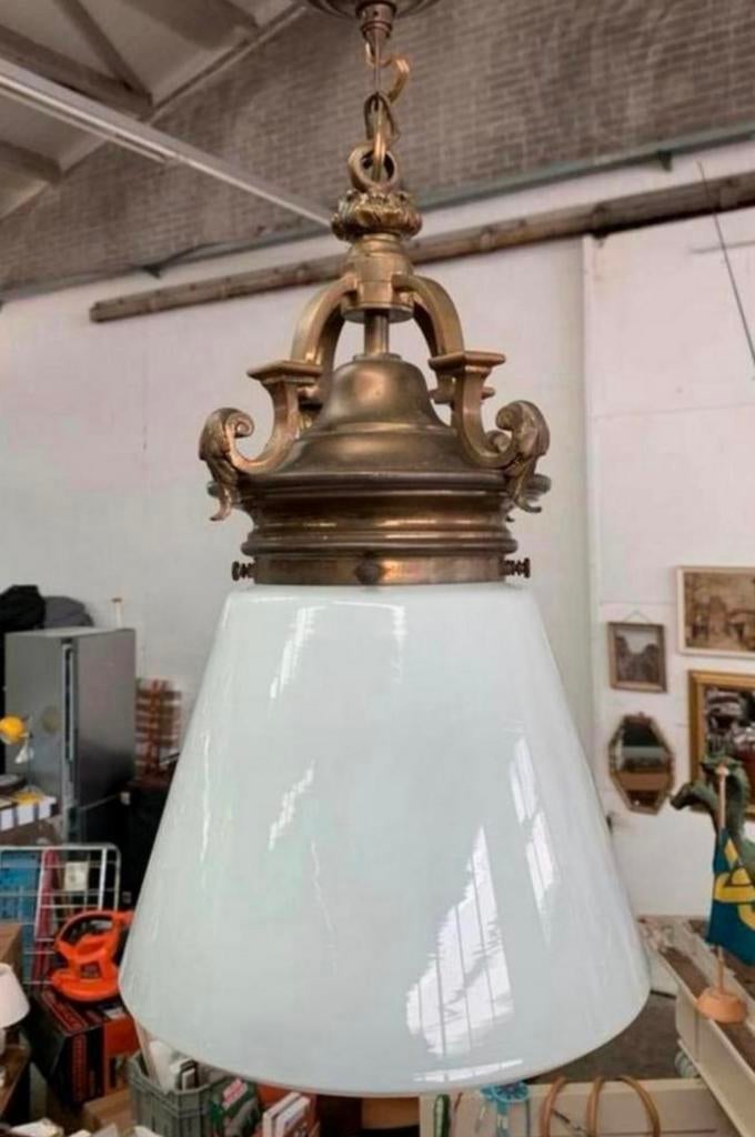 Lamp echte antieke koper brons omgebouwde gaslamp, Huis en Inrichting, Ophalen of Verzenden