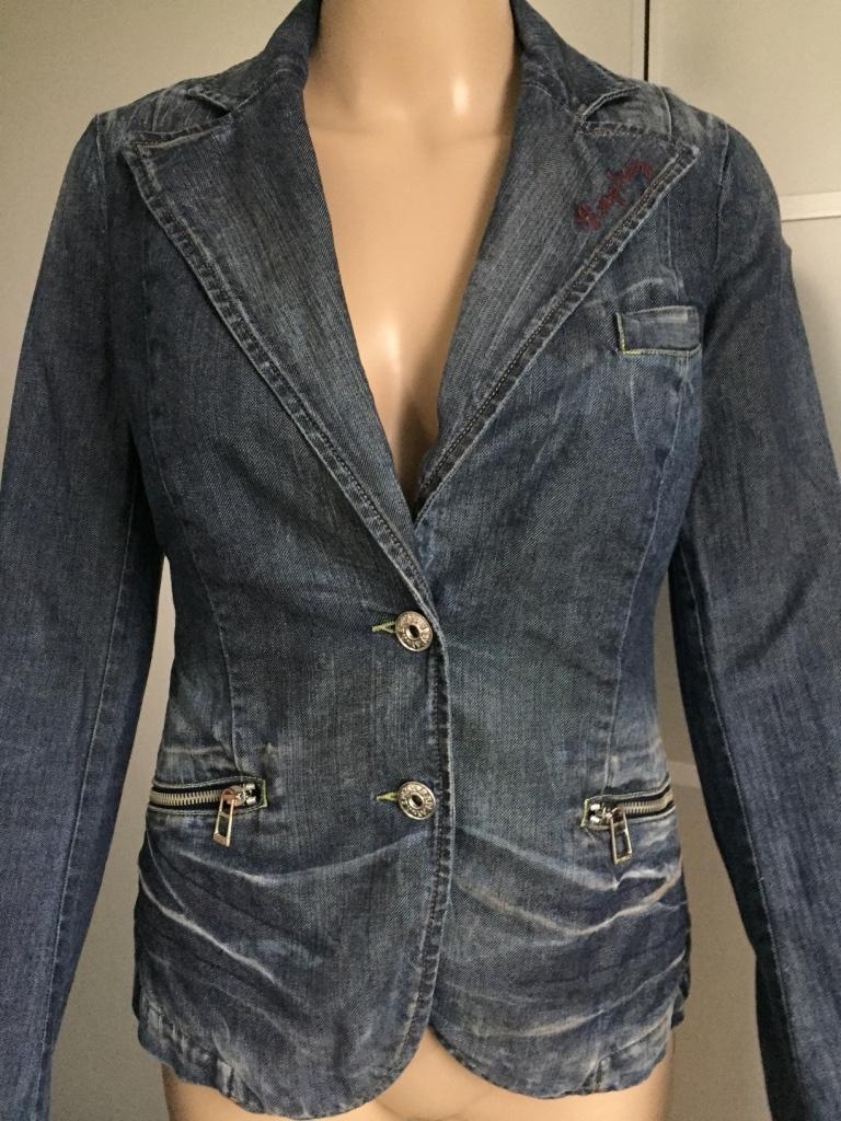 B1446 REPLAY: spijkerjasje jasje jeans blazer Mt S=36 blauw, Blauw, Replay, Ophalen of Verzenden, Zo goed als nieuw