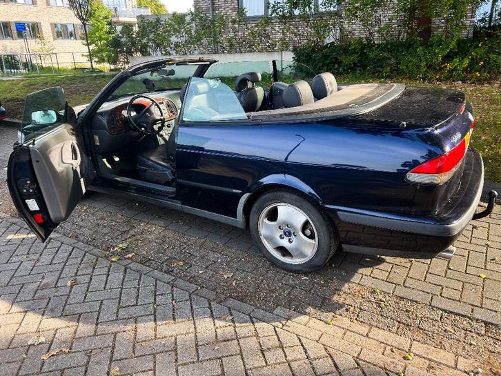 Saab 9-3 2.0 I Cabrio 1998 Blauw, Auto's, Saab, Particulier, Saab 9-3, Lederen bekleding, Mistlampen, Open dak, Trekhaak, Benzine