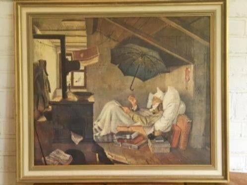 Litho Carl Spitzweg de arme dichter, Antiek en Kunst, Ophalen