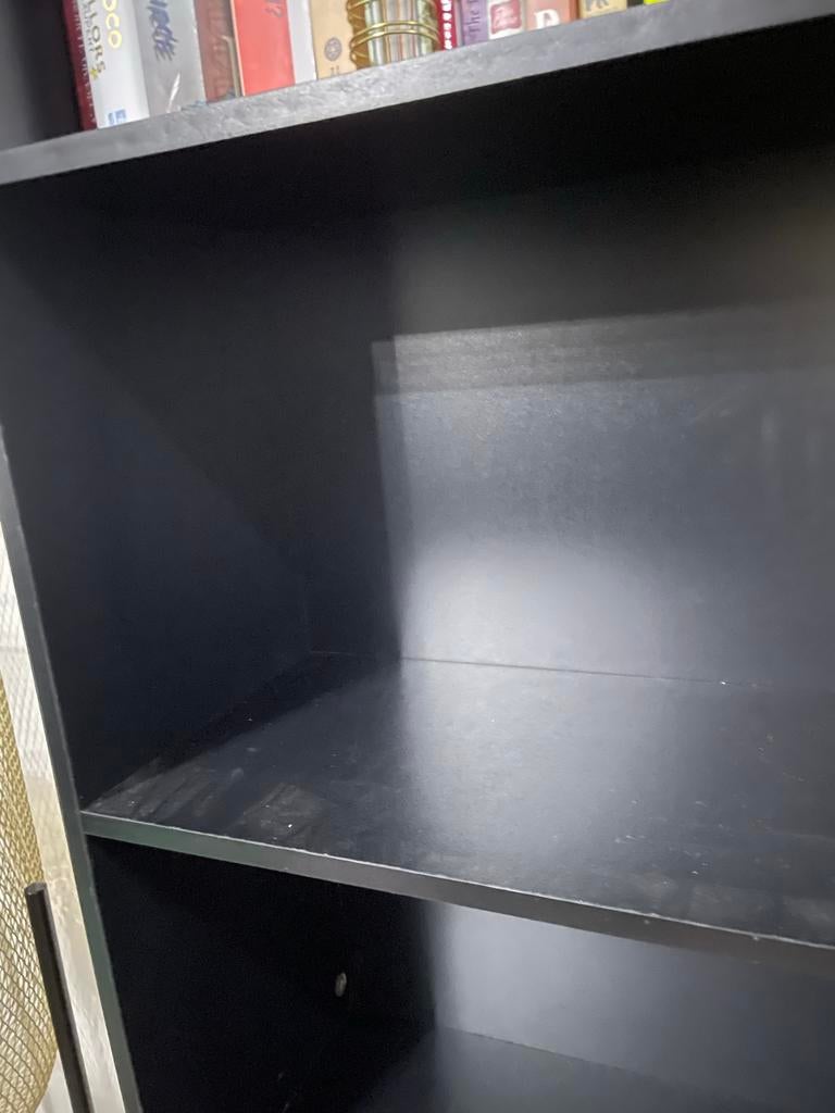 Zwarte Boekenkast met Zes Ruime Lagen, Huis en Inrichting, Kasten | Boekenkasten, Ophalen, Gebruikt, 50 tot 100 cm, 150 tot 200 cm