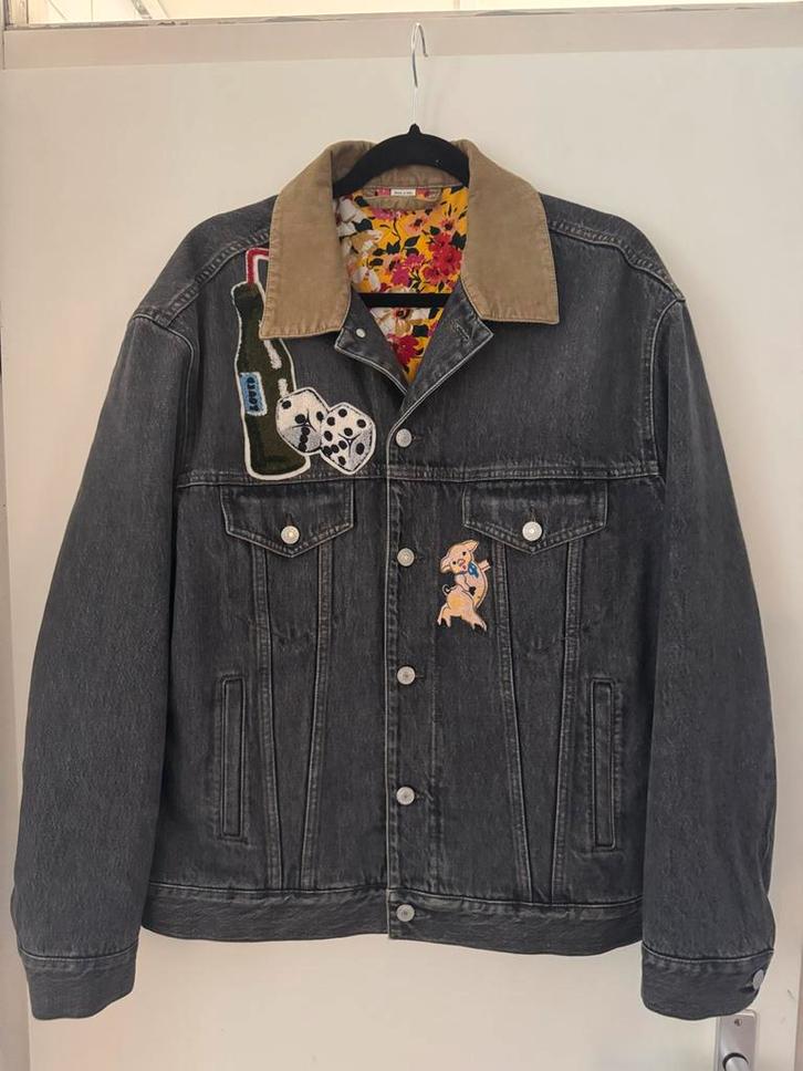 Gucci Banana Patch Denim Jacket IT44 Oversized Fit L, Kleding | Heren, Jassen | Zomer, Zo goed als nieuw, Blauw, Ophalen of Verzenden