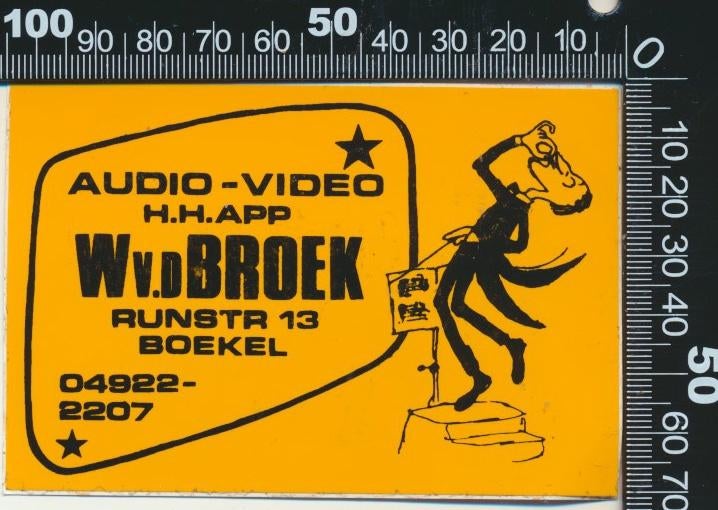 Sticker: Van de Broek Audio Video - Boekel, Verzamelen, Stickers, Ophalen of Verzenden, Zo goed als nieuw, Bedrijf of Vereniging