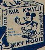 zoek oud Java Kwatji tjap Micky mouse doos reclame semarang, Ophalen of Verzenden, Gebruikt, Verpakking