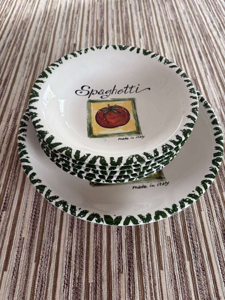 Set spaghetti schaal en 5 borden, Antiek en Kunst, Antiek | Servies los, Ophalen of Verzenden