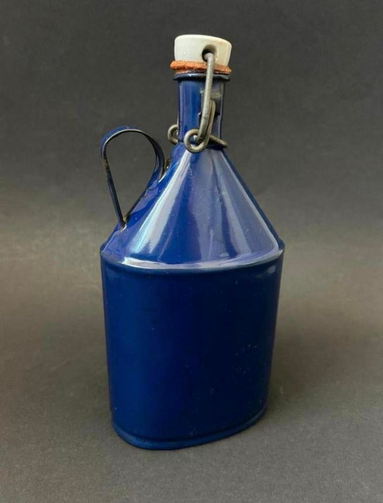 Blauw Emaille Veldfles, Antiek en Kunst, Ophalen of Verzenden