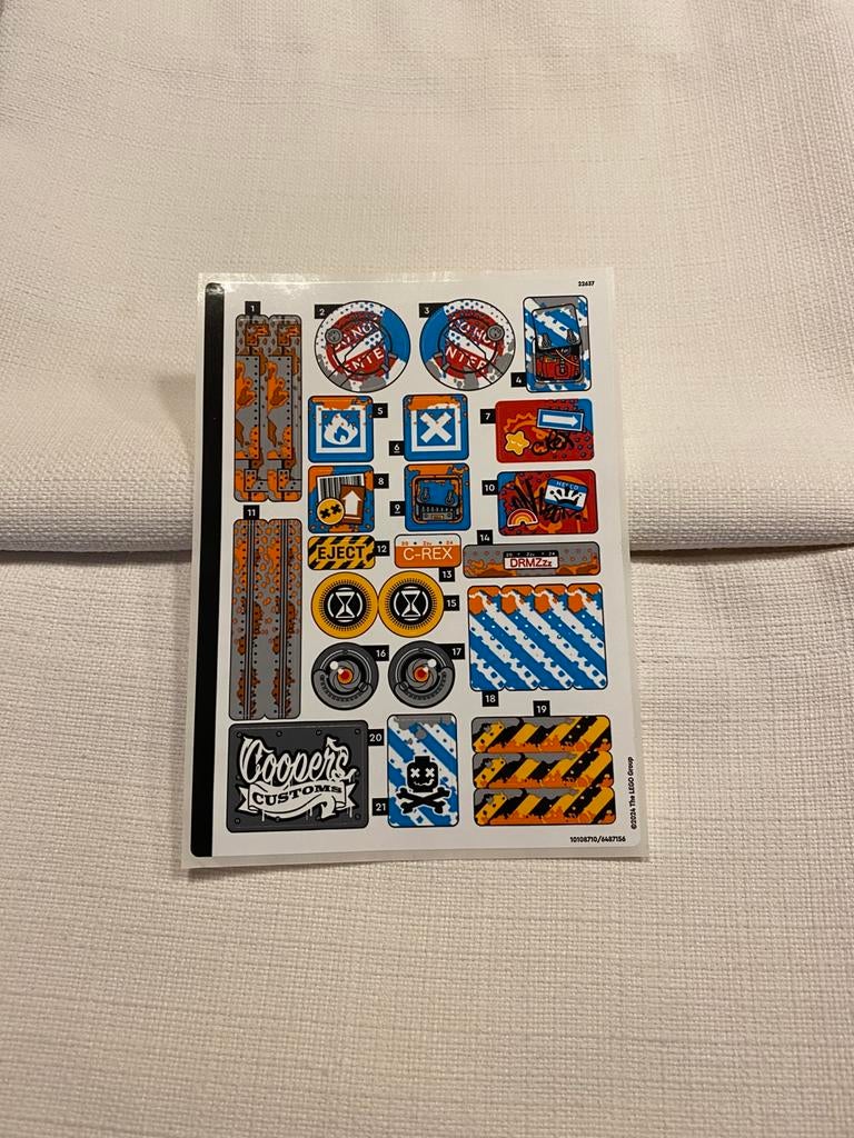 Lego 71484 Cooper's Robot Dinosaur C-Rex stickervel, Ophalen of Verzenden, Nieuw, Losse stenen, Lego