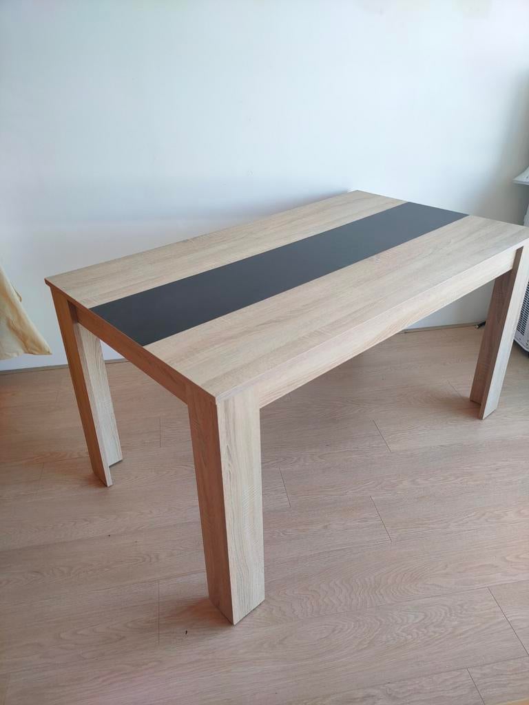 JYSK eettafel 80x140 cm met zwarte strook, Ophalen, Gebruikt, 100 tot 150 cm, 50 tot 100 cm